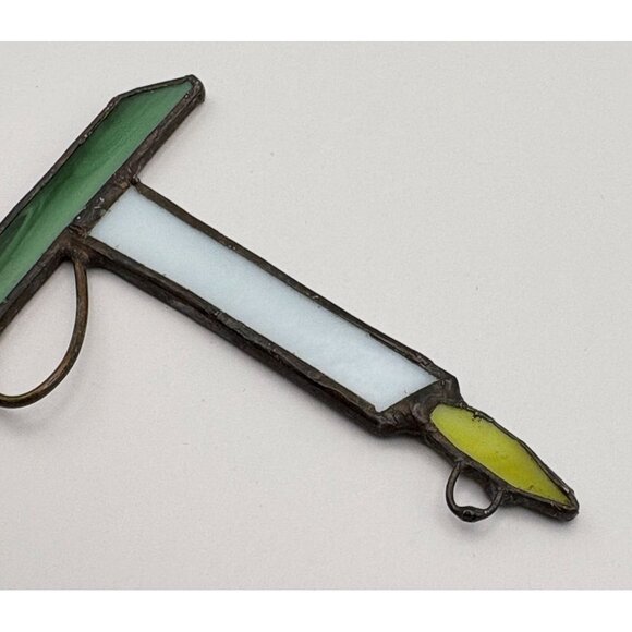 Vintage Candle Christmas Tree Ornament Faux Stained Glass Chamberstick - Picture 5 of 6